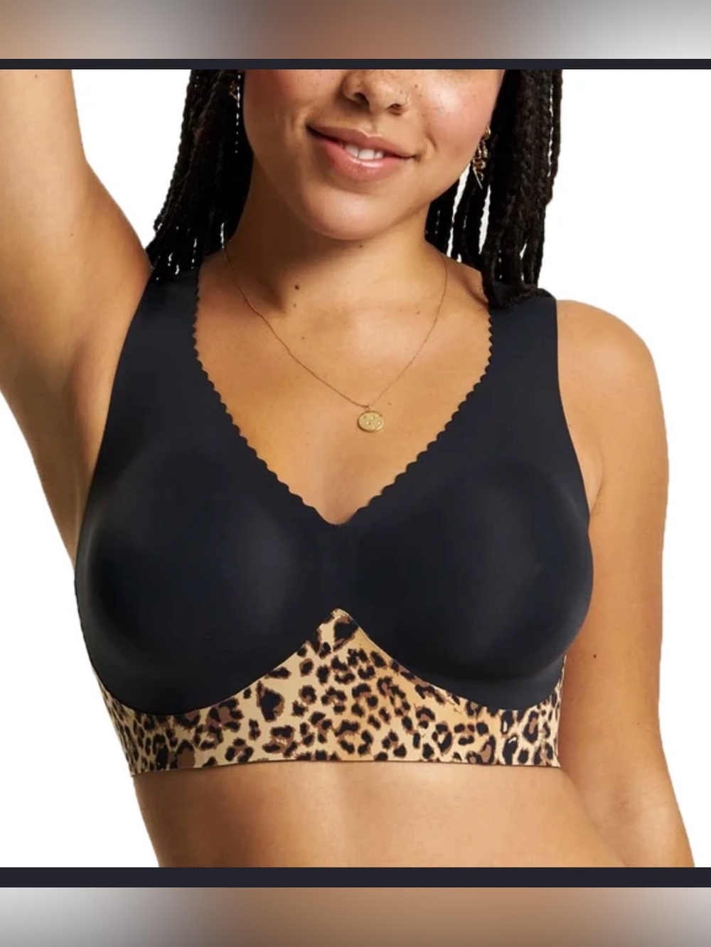 Evelyn Bobbie The Evelyn Bra V-Neck Bralette Leopard , Small